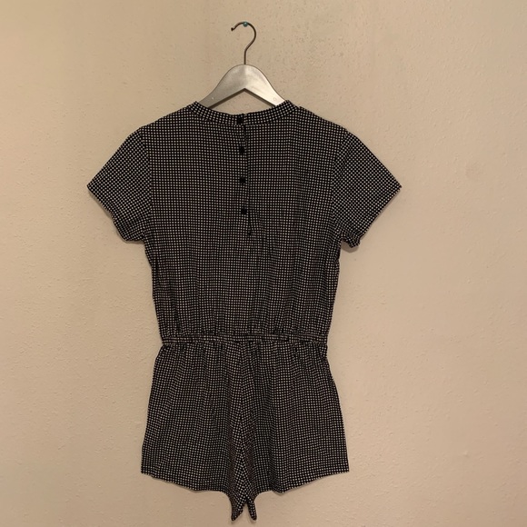 American Apparel Cotton Medium Black & White Printed Pattern Romper - Picture 2 of 3
